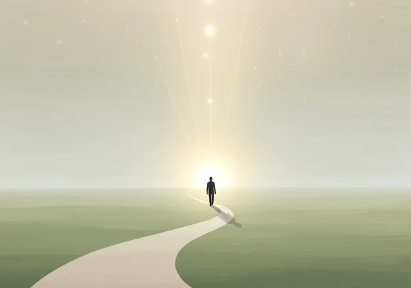 Person embarking on a healing journey, symbol of hope