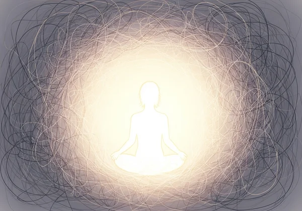 A person finding calm amidst a chaotic mind, serene pose