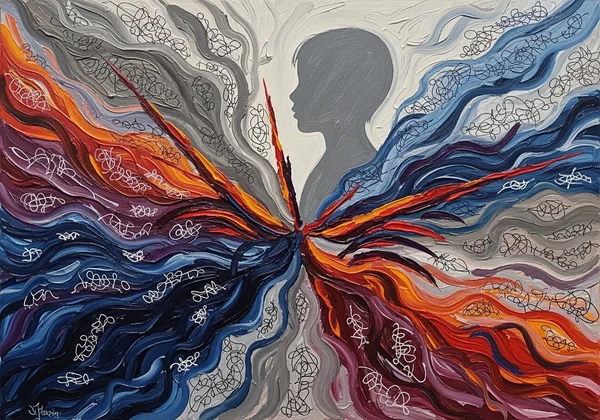 Abstract art showing a child's complex emotional world.
