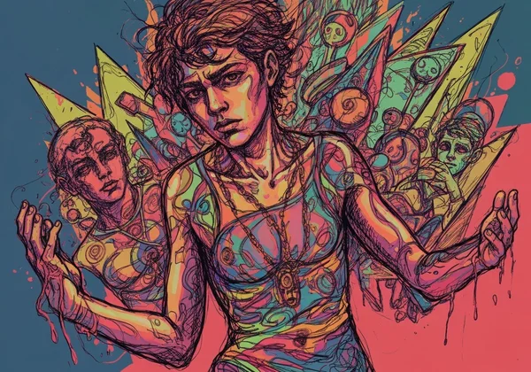 Abstract art of a teen's internal emotional struggle