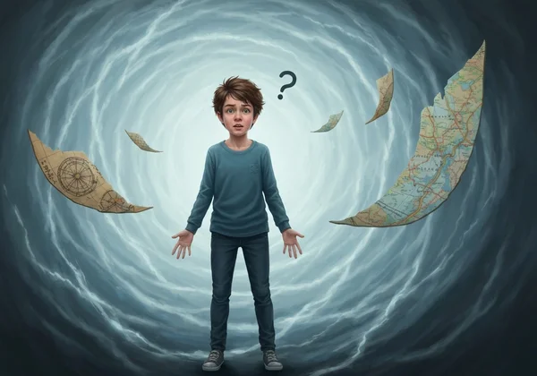 Teenager confused in a storm, reflecting adolescent struggle