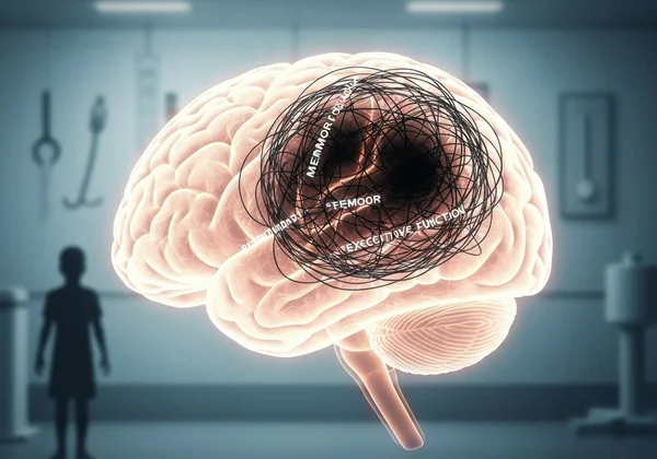 Abstract visualization of trauma's impact on a developing brain