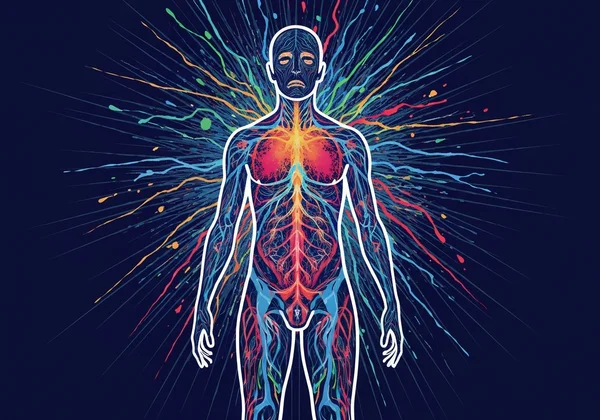 Abstract human figure showing fight, flight, freeze responses