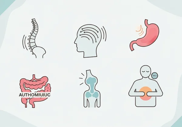 Icons representing various chronic physical pains and ailments