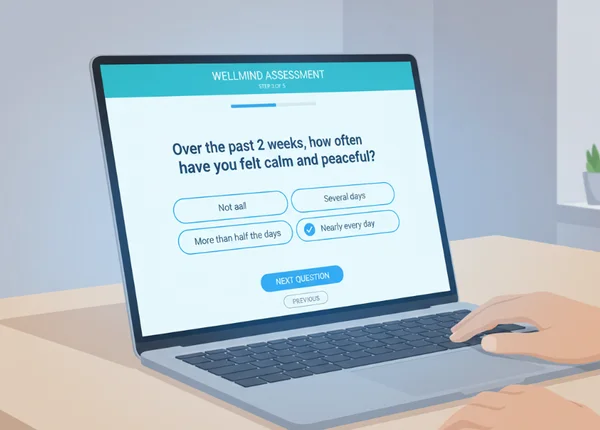 User taking an online trauma assessment