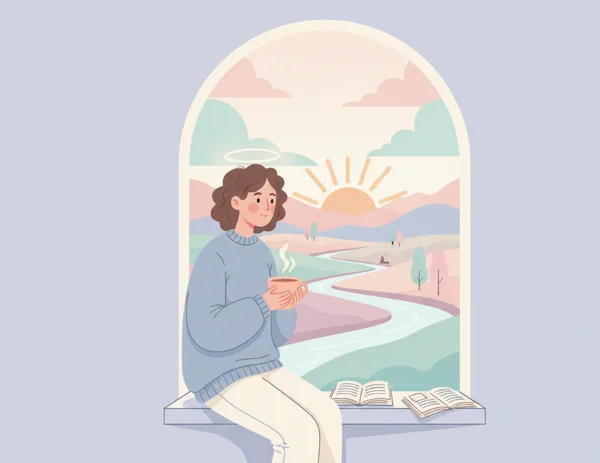 A thoughtful adult looking out a window