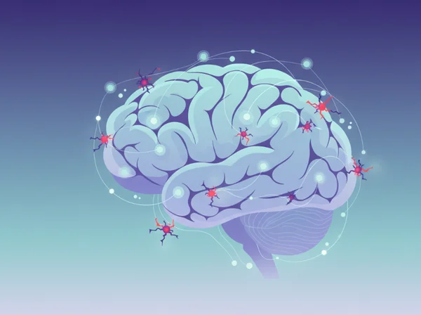 Stylized illustration of a brain showing toxic stress