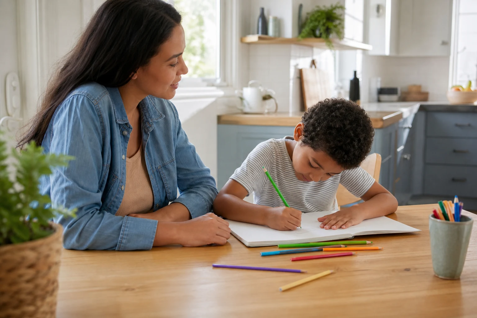 Supportive adult and child